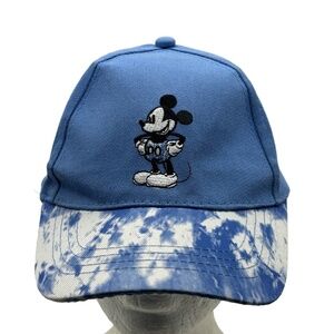 Disney Mickey Mouse Blue Tie Dye Brim Baseball Cap OSFM 100% Cotton Adjustable